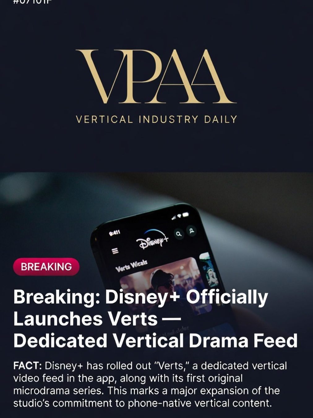 Disney+ Goes All-In on Vertical Drama With a Dedicated 'Verts' Feed