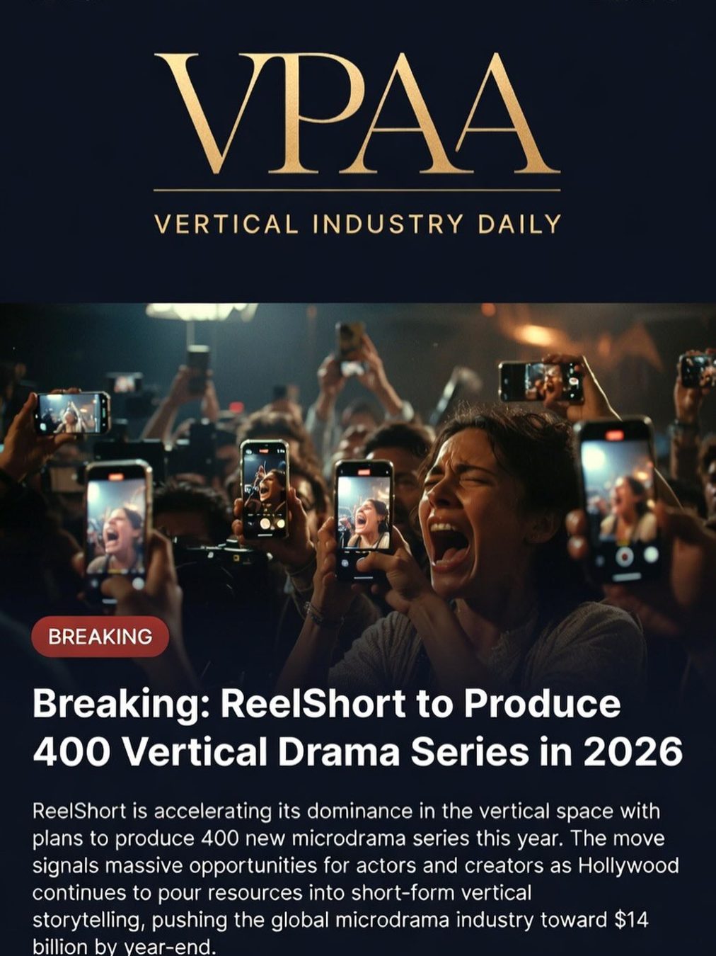 ReelShort Commits to 400 New Vertical Series in 2026, All Shot in Los Angeles